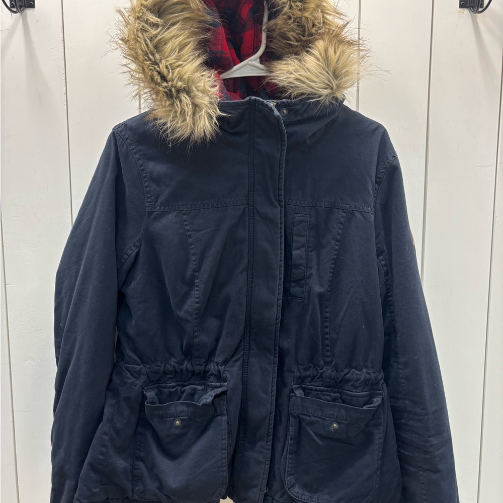 Hollister Navy Fur-Trimmed Women's Jacket